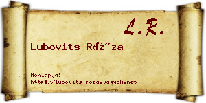Lubovits Róza névjegykártya